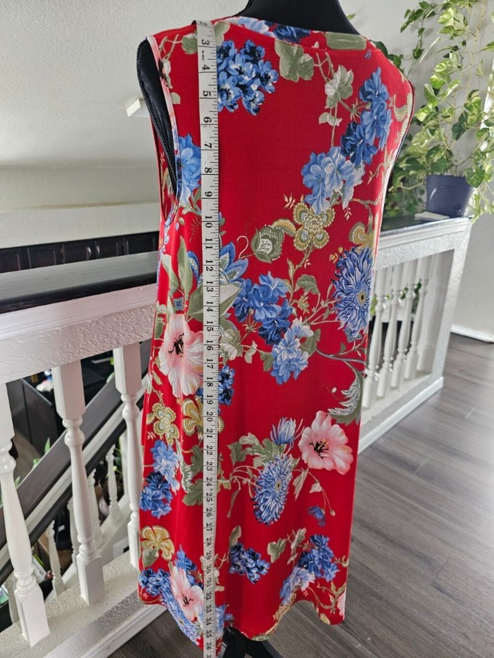 Apt. 9 Red Floral Sleeveless Midi Dress with Blue and Green Blooms - Picture 8 of 12